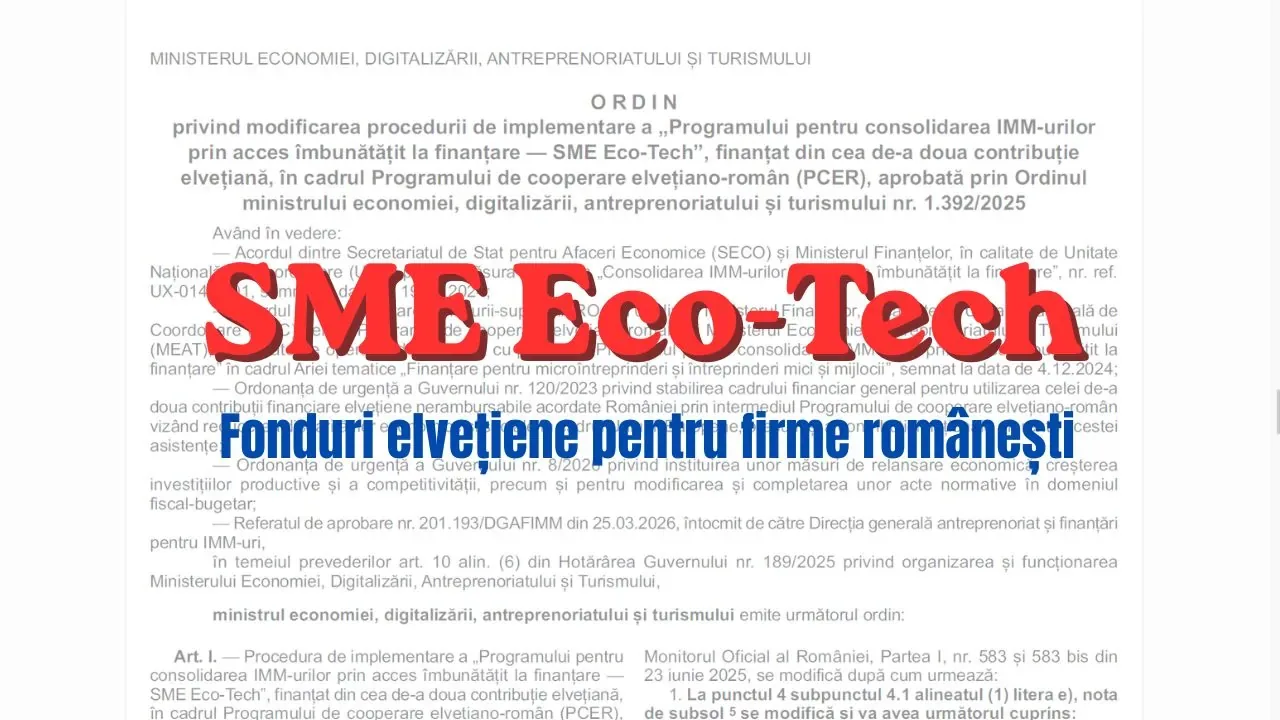 SME Eco-Tech 2026 Funding: 288 million lei for Romanian Companies, with Essential Changes Before Launch